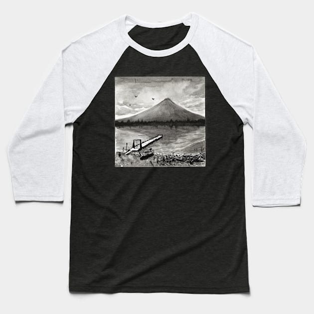 FujiSan Inktober #6 Baseball T-Shirt by olgaandart